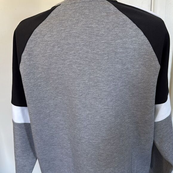 Express Gray Black Raglan Sweatshirt Large Cotton Blend Kangaroo Pocket - Picture 6 of 9